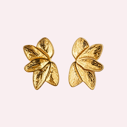 Iris - Oorbellen - Bladvorm - Stainless steel - Goud