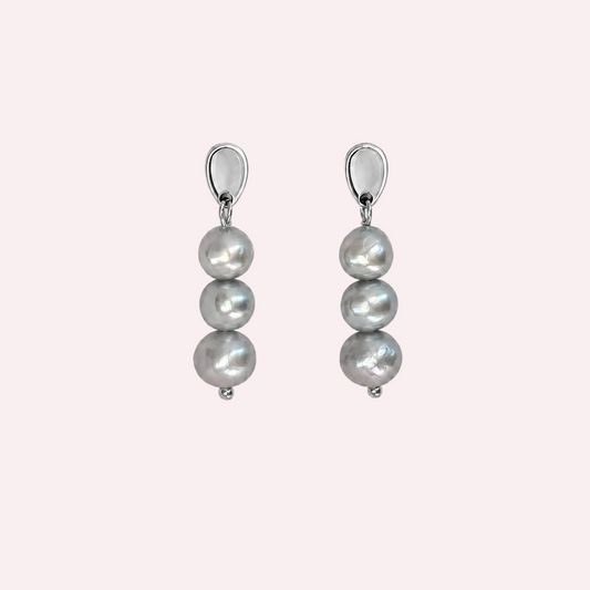Elin - Pearl earrings – Stainless steel - Silver